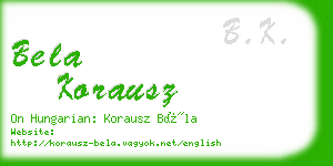 bela korausz business card